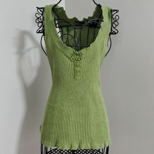 Moda Green Ribbed Knit Women's Top